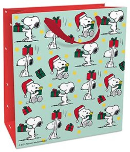 Bild von Geschenktasche matt, 18x21x8cm, X-Mas Mini-Snoopy - VE 8