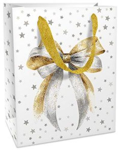 Bild von Geschenktasche matt, 12x15x6cm, Glitter Bow - VE 8