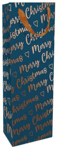 Bild von Geschenktasche matt, 12x36x8cm, Christmas allover blau - VE 8