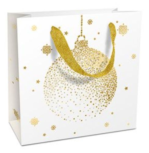 Bild von Geschenktasche matt, 17x17x8cm, Festive Moment, white - VE 8