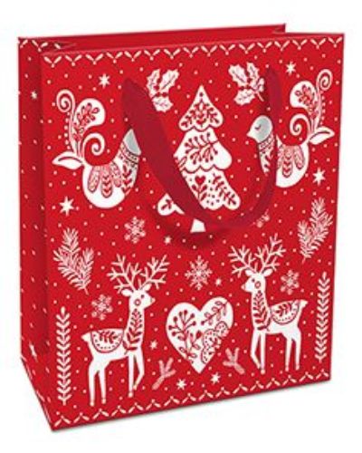 Bild von Geschenktasche matt, 17x17x8cm, Weihnachtsfolklore- VE 8