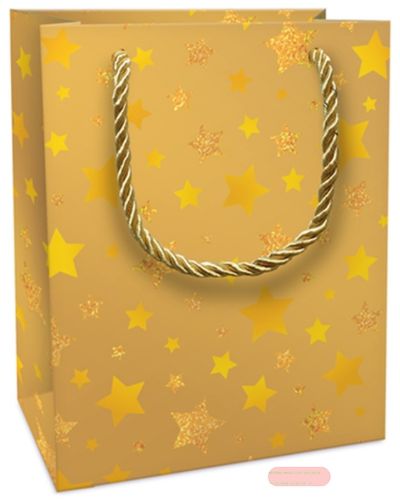 Bild von Geschenktasche met. 12x15x6cm, Shimmering Stars gold - VE 8