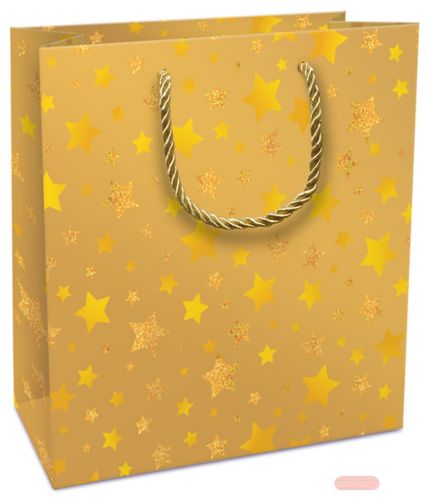Bild von Geschenktasche met. 18x21x8cm, Shimmering Stars gold - VE 8