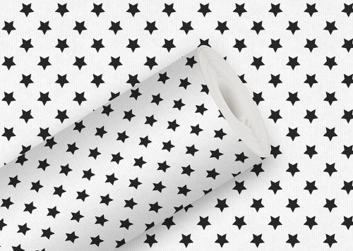 Bild von Sécaré-Rollen 200m x 50cm, Kern 76mm, Geschenkpapier Kraft 70g/m2, Just Stars schwarz