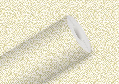 Bild von Sécaré-Rollen 200m x 70cm, Kern 76mm, Geschenkpapier High 80g/m2, Minidots weiss-gold