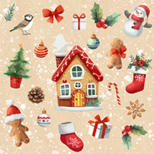 Bild von Servietten 25x25cm, Atelier Cocktail My little house - VE 6
