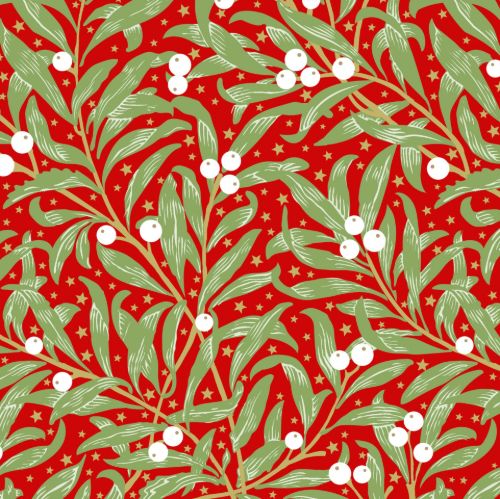 Bild von Servietten 33x33cm, Atelier Christmas Leaves rot - VE 6
