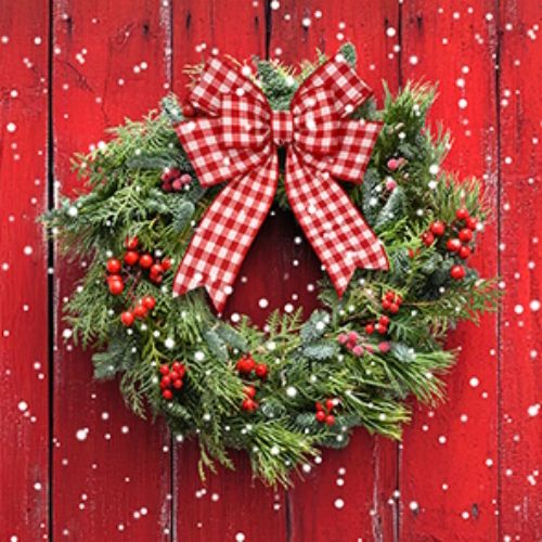 Bild von Servietten 33x33cm, Atelier Red X-mas Door - VE 6