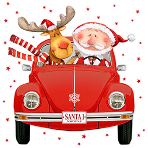 Bild von Servietten 33x33cm, Atelier Santa's Red Car - VE 6