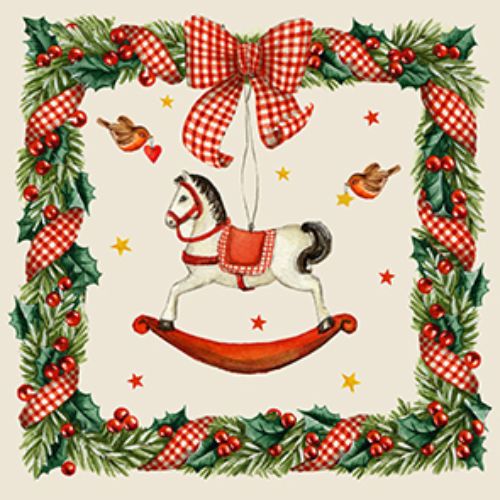 Bild von Servietten 33x33cm, Atelier Weihnachtspferd - VE 6