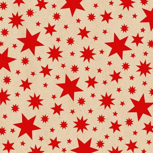 Bild von Servietten 33x33cm, By Nature Beautiful Stars, natur-rot - VE 6
