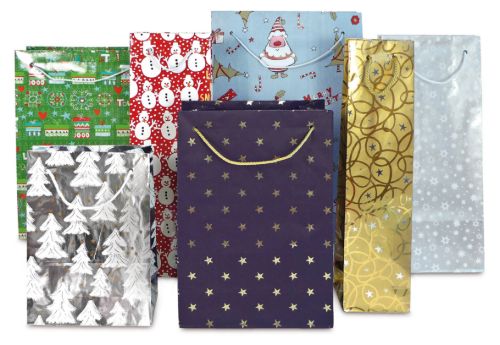 Bild von Weihnachts-Geschenktasche mit Kordel ASSORTIERT, 26x39x13 cm - VE 25